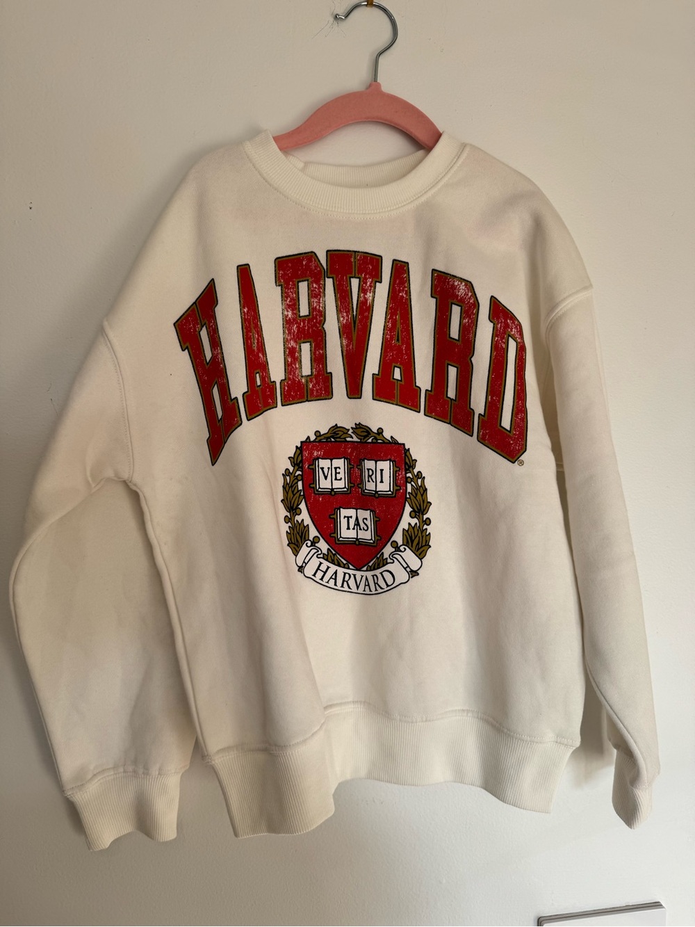NWOT Kids Harvard Cream Crewneck Sweatshirt with Red Logo Small 8